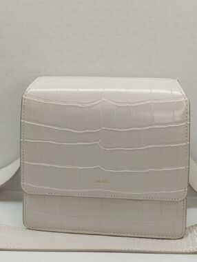 JW PEI Cream Croc-Embossed Square Crossbody Bag